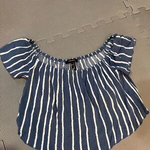 Forever 21 Navy and White Striped Blouse